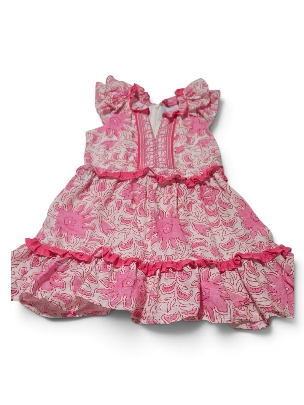 Bella Tu Bambina Girls Pink Floral Ruffle Dress Size 4